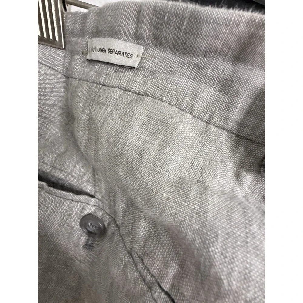Joseph Abboud 100% Linen Gray Pants Tapered Ruched Ankle Quiet Luxury